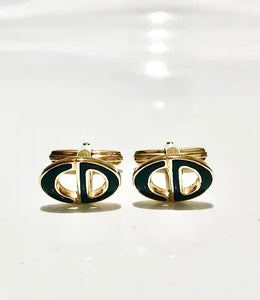 1970s CHRISTIAN DIOR GOLD ENAMELLED CUFFLINKS - style - CHNGR