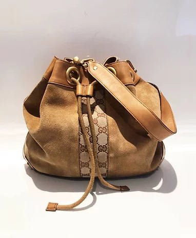 2000s GUCCI SUEDE LEATHER BUCKET BAG - style - CHNGR