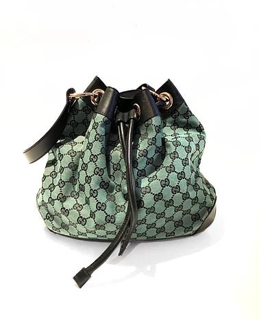 2000s GUCCI GREEN MONOGRAM BUCKET BAG - style - CHNGR