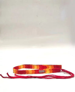 2000s CHRISTIAN DIOR ORANGE RED YELLOW ETHNIC BOOTLACE TIE CLOTH BELT - STYLE - CHNGR