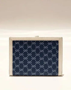 1980s Gucci Navy Blue GG interlocking monogram wallet - style - CHNGR