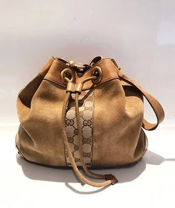 2000s GUCCI SUEDE LEATHER BUCKET BAG - STYLE-CHNGR