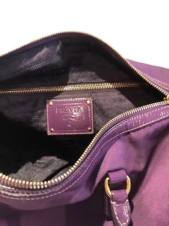 2000s PRADA PURPLE TESSUTO NYLON DOUBLE TOP HANDLE TOTE BAG - STYLE-CHNGR