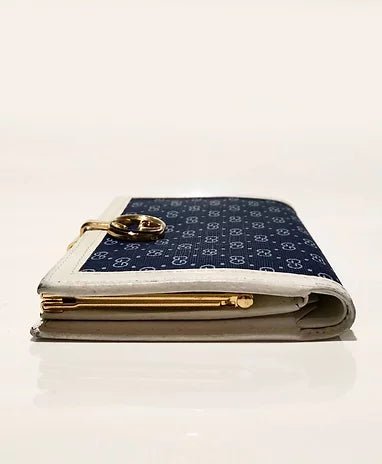 1980s Gucci Navy Blue GG interlocking monogram wallet - STYLE - CHNGR