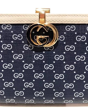 1980s Gucci Navy Blue GG interlocking monogram wallet - STYLE - CHNGR