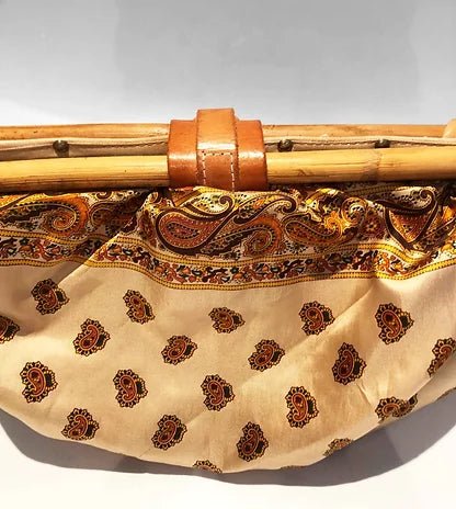 1970s CHRISTIAN DIOR SILK BOHEMIAN PAISLEY BAMBOO CLUTCH BAG - style - CHNGR