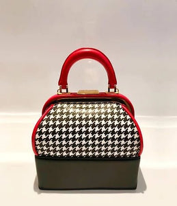1994 CHRISTIAN DIOR TOP HANDLE HOUNDSTOOTH BOX CLUTCH BAG - style - CHNGR