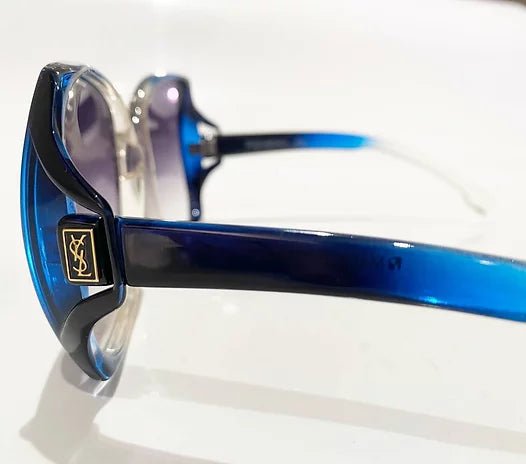 1980s YVES SAINT LAURENT BLUE CLEAR OVERSIZED SUNGLASSES - STYLE - CHNGR