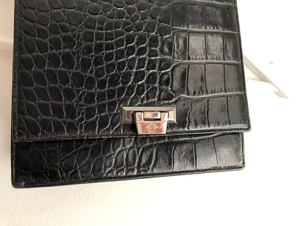 1980s GIANNI VERSACE CROCODILE PRINT LEATHER TOTE MINI BAG - STYLE - CHNGR