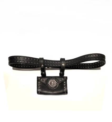 1990s GIANNI VERSACE STUDDED MEDUSA LEATHER MINI BUM BAG BELT - STYLE - CHNGR