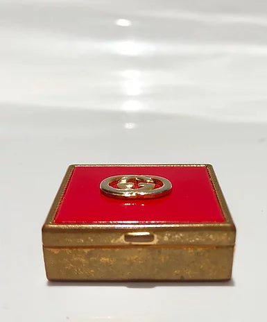 1980s GUCCI RED ENAMELLED GOLD PLATED ASHTRAY PILL BOX - style - CHNGR