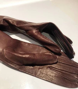 2000s TOM FORD for GUCCI RUNWAY BROWN LEATHER STUD ELBOW GLOVES - style - CHNGR