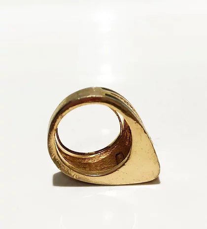 1980s CHRISTIAN DIOR CUSP CRYSTAL GOLD TONE ENAMEL RING - STYLE-CHNGR