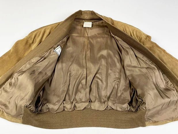 1980s GIANNI VERSACE BROWN SUEDE CROPPED BOMBER JACKET - style - CHNGR