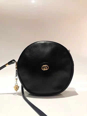 1980s GUCCI VINTAGE NAVY BLUE ROUND GG CROSSBODY BAG - style - CHNGR