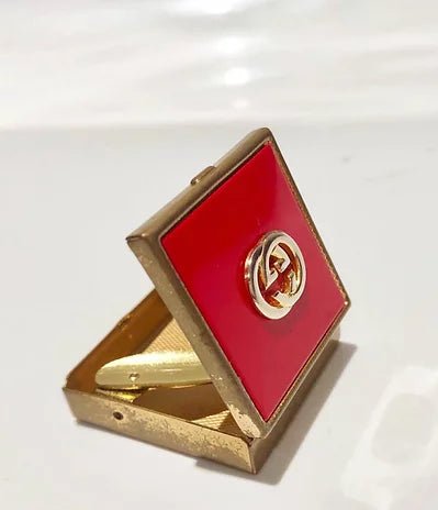 1980s GUCCI RED ENAMELLED GOLD PLATED ASHTRAY PILL BOX - style - CHNGR