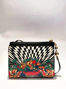 1980s GIANNI VERSACE CHECKERED FLOWER PRINT SHOULDER BAG - style - CHNGR