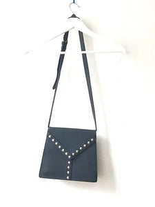 1980s YVES SAINT LAURENT ENVELOPE navy blue mandras  CLUTCH BAG - STYLE-CHNGR