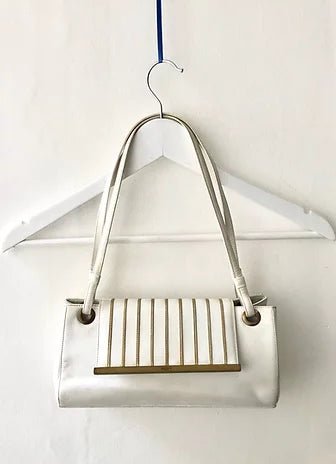 1970's BALMAIN PARIS WHITE LEATHER BAG - style - CHNGR