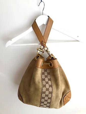 2000s GUCCI SUEDE LEATHER BUCKET BAG - STYLE-CHNGR