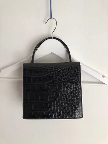 1980's GIANNI VERSACE CROCODILE PRINT LEATHER TOTE MINI BAG - style - CHNGR