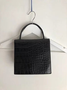 1980s GIANNI VERSACE CROCODILE PRINT LEATHER TOTE MINI BAG - STYLE-CHNGR