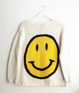 1990s MOSCHINO ACID FACE HEART KNITTED SWEATER - style - CHNGR