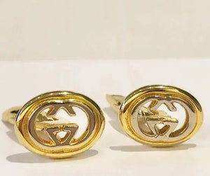 GUCCI INTERLOCKING LOGO GOLD PLATED PALLADIUM CUFFLINKS - STYLE - CHNGR