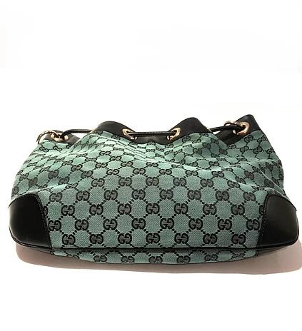 2000s GUCCI GREEN MONOGRAM BUCKET BAG - style - CHNGR