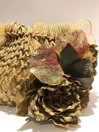 2000s miu miu GOLD ORGANZA NET FLOWER BOW TOTE BAG - STYLE - CHNGR