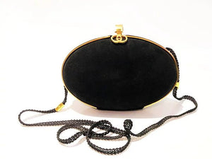 1980s GUCCI OVAL SHAPED EVENING SUEDE CLUTCH BOX BAG - style - CHNGR