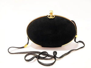 1980s GUCCI OVAL SHAPED EVENING SUEDE CLUTCH BOX BAG - STYLE - CHNGR