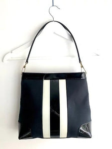 2000s GUCCI PATENT LEATHER STRIPE TOTE BAG - style - CHNGR