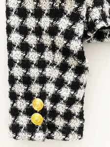 1990s VERSACE HOUNDSTOOTH WOOL DOUBLE BREASTED BLAZER - style - CHNGR