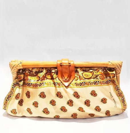 1970s CHRISTIAN DIOR SILK BOHEMIAN PAISLEY BAMBOO CLUTCH BAG - style - CHNGR