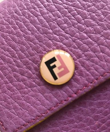 FENDI PINK LEATHER CARD POUCH BOX WALLET WITH FF LOGO - STYLE-CHNGR