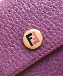 FENDI PINK LEATHER CARD POUCH BOX WALLET WITH FF LOGO - STYLE - CHNGR