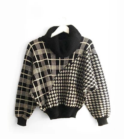 1980s CHRISTIAN DIOR HOUNDSTOOTH BAT WING JUMPER - style - CHNGR