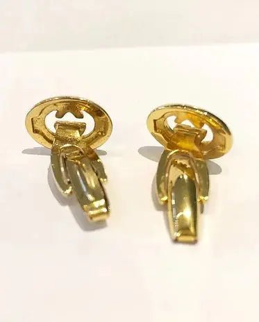 GUCCI INTERLOCKING LOGO GOLD PLATED PALLADIUM CUFFLINKS - style - CHNGR