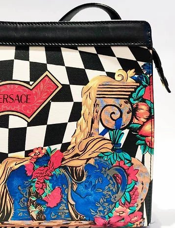 1980s GIANNI VERSACE Block CHECKERED FLOWER PRINT SHOULDER BAG - STYLE-CHNGR