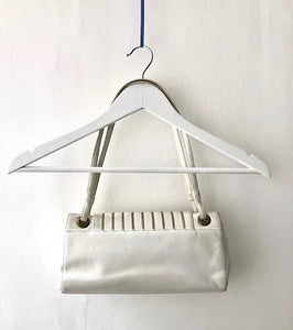 1970's BALMAIN PARIS WHITE LEATHER BAG - style - CHNGR