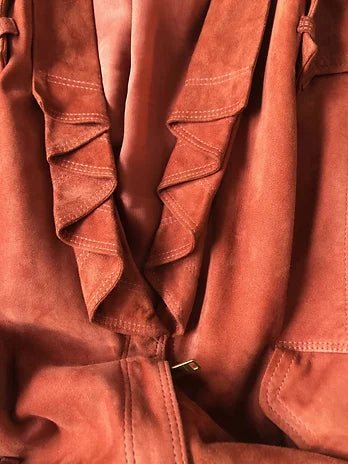 2000s GUCCI TERRACOTTA ORANGE SUEDE BIKER JACKET - style - CHNGR