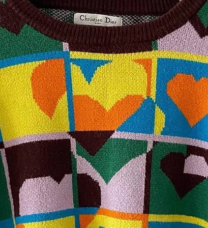 2000s CHRISTIAN DIOR HEART PRINT CROPPED JUMPER - STYLE - CHNGR