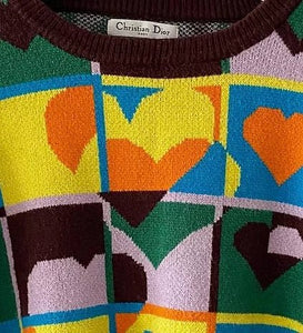 2000s CHRISTIAN DIOR HEART PRINT CROPPED JUMPER - style - CHNGR