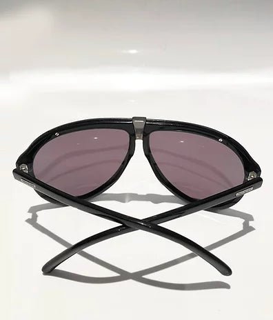 2000s YVES SAINT LAURENT OVERSIZED AVIATOR BLACK SUNGLASSES - style - CHNGR