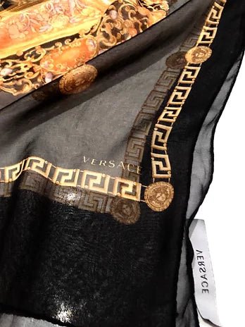 2000s VERSACE MEDUSA PRINTSILK CHIFFON SHAWL SCARF - style - CHNGR