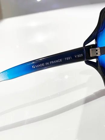 1980s YVES SAINT LAURENT BLUE CLEAR OVERSIZED SUNGLASSES - STYLE-CHNGR