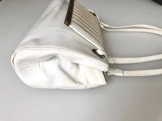 1970's BALMAIN PARIS WHITE LEATHER BAG - style - CHNGR