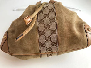 2000s GUCCI SUEDE LEATHER BUCKET BAG - STYLE-CHNGR