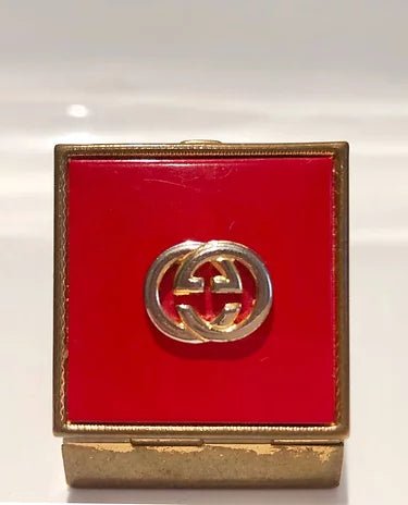 1980s GUCCI RED ENAMELLED GOLD PLATED ASHTRAY PILL BOX - style - CHNGR